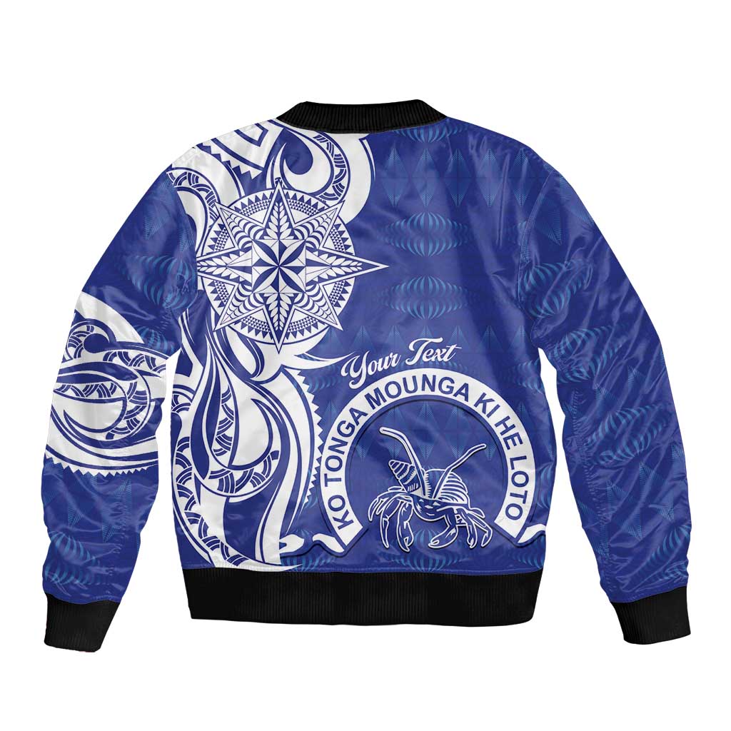 Personalised Queen Salote College Sleeve Zip Bomber Jacket QSC Est 1926 Ngatu Pattern - Polynesian Pride