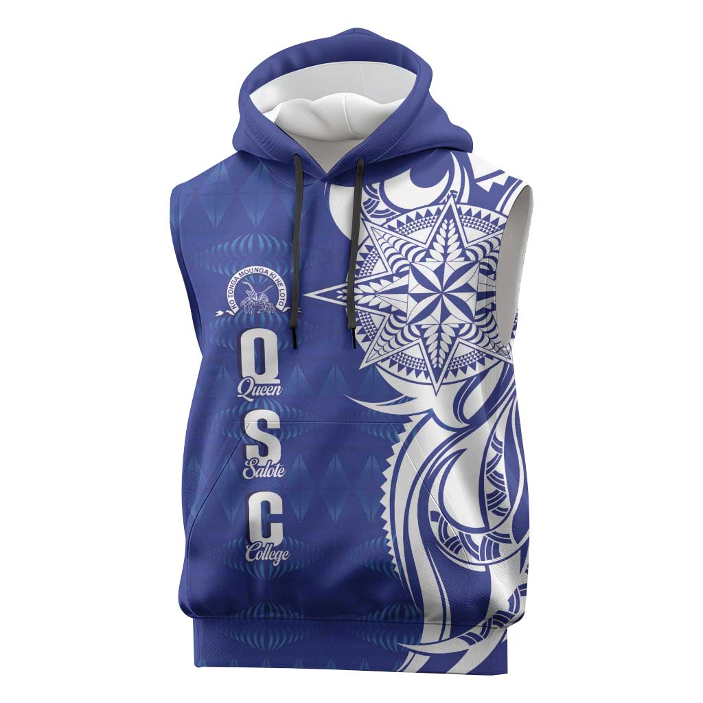 Personalised Queen Salote College Sleeveless Hoodie QSC Est 1926 Ngatu Pattern - Polynesian Pride