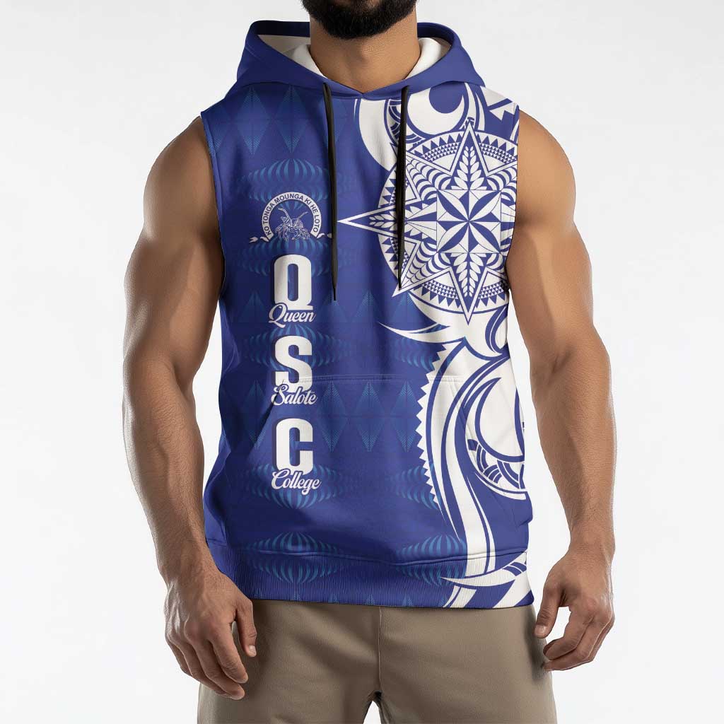 Personalised Queen Salote College Sleeveless Hoodie QSC Est 1926 Ngatu Pattern - Polynesian Pride