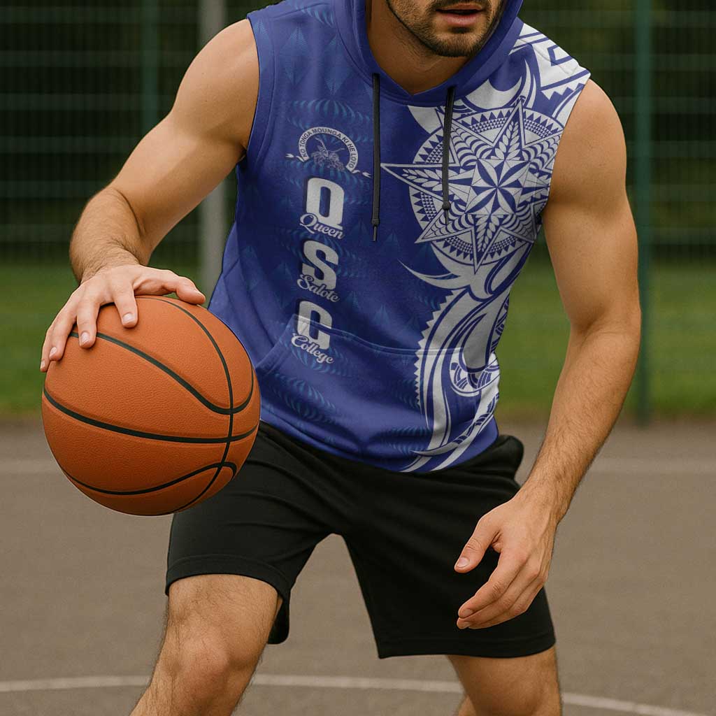 Personalised Queen Salote College Sleeveless Hoodie QSC Est 1926 Ngatu Pattern - Polynesian Pride