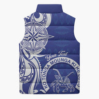 Personalised Queen Salote College Sleeveless Puffer Jacket QSC Est 1926 Ngatu Pattern - Polynesian Pride