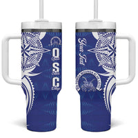 Personalised Queen Salote College Tumbler With Handle QSC Est 1926 Ngatu Pattern - Polynesian Pride