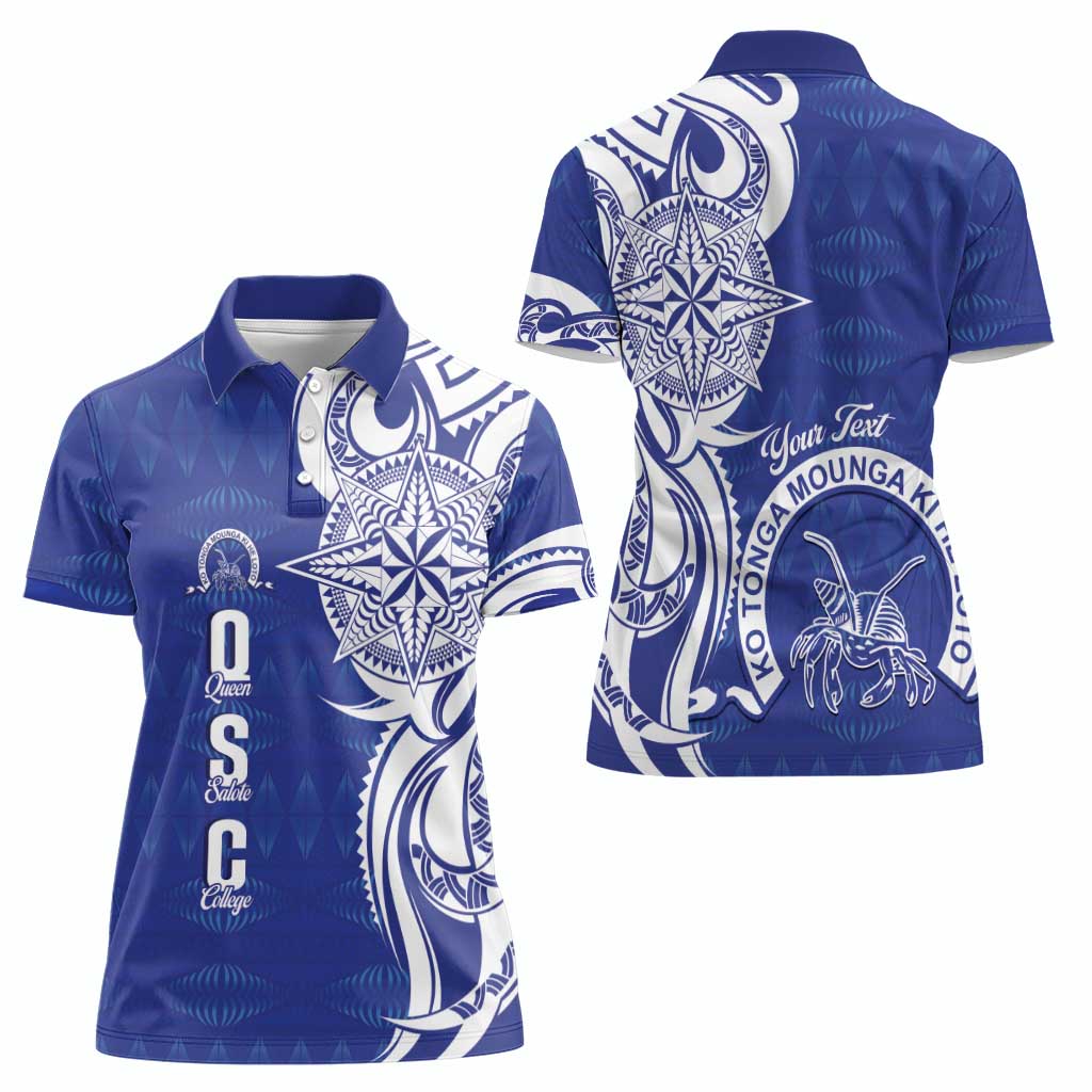 Personalised Queen Salote College Women Polo Shirt QSC Est 1926 Ngatu Pattern - Polynesian Pride
