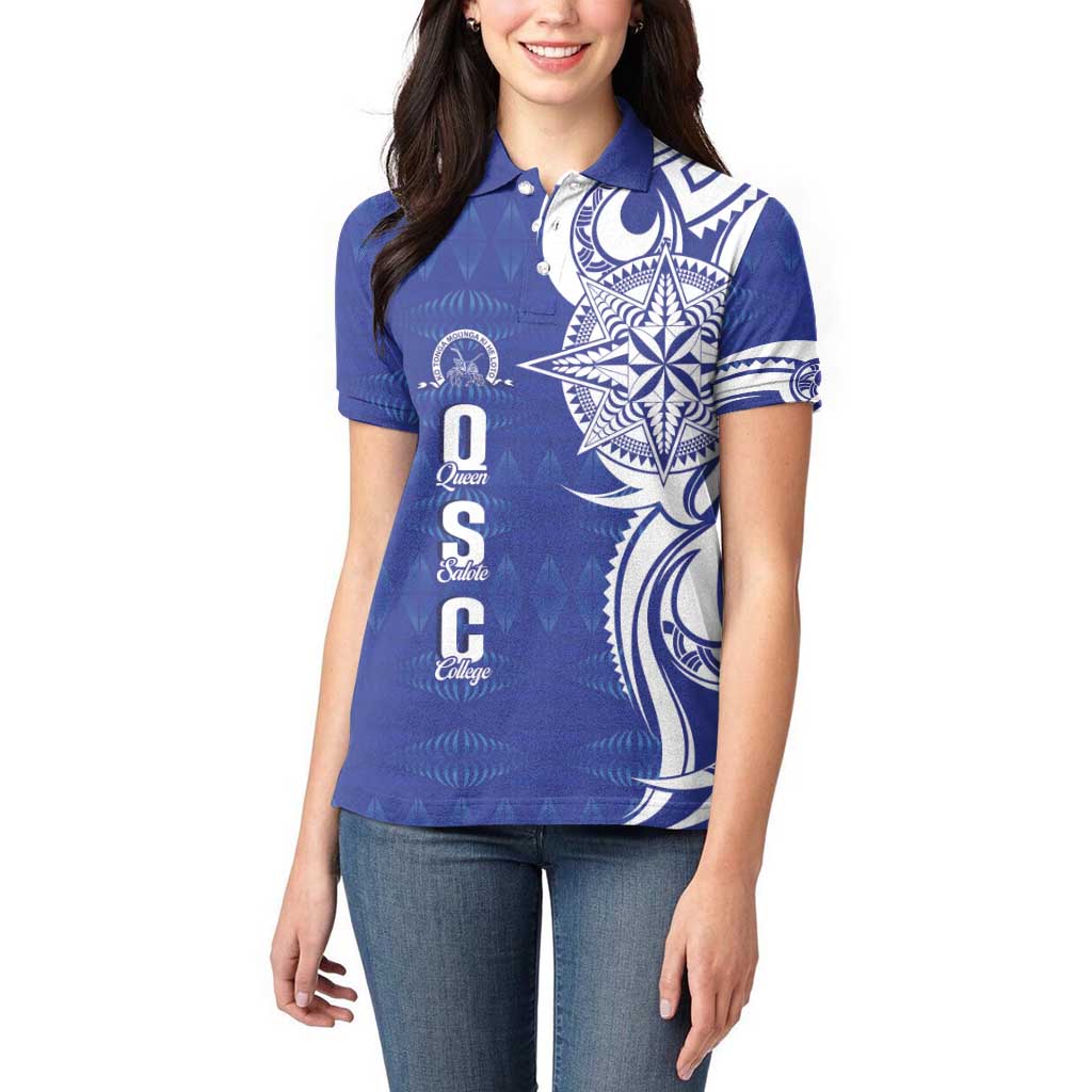 Personalised Queen Salote College Women Polo Shirt QSC Est 1926 Ngatu Pattern - Polynesian Pride