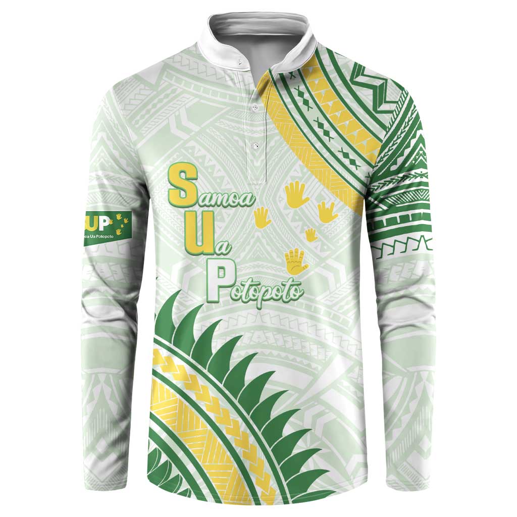 Personalised Samoa Ua Potopoto Button Sweatshirt SUP Est 2025 Samoan Pattern - Polynesian Pride