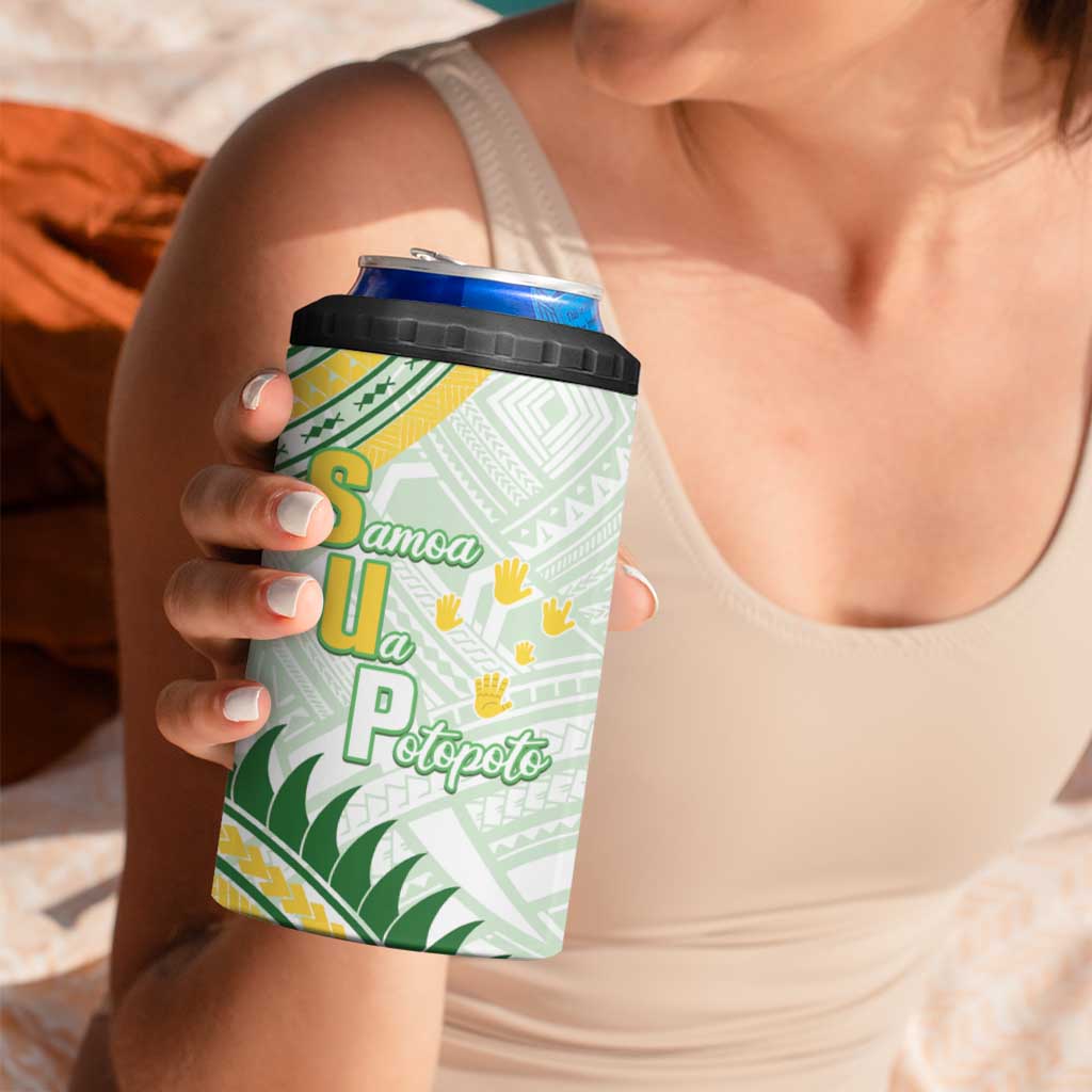 Personalised Samoa Ua Potopoto 4 in 1 Can Cooler Tumbler SUP Est 2025 Samoan Pattern - Polynesian Pride