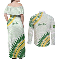 Personalised Samoa Ua Potopoto Couples Matching Off Shoulder Maxi Dress and Long Sleeve Button Shirt SUP Est 2025 Samoan Pattern - Polynesian Pride