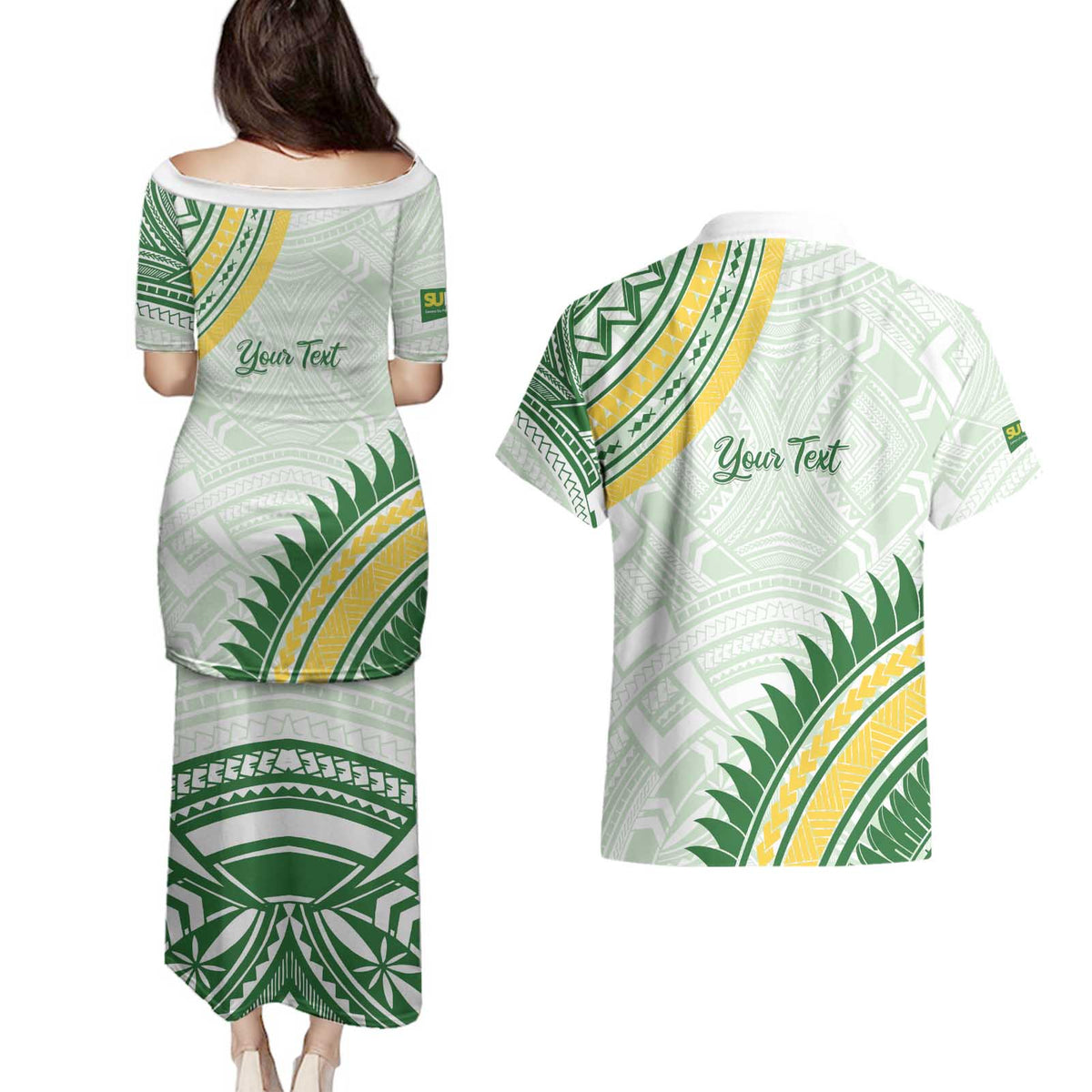 Personalised Samoa Ua Potopoto Couples Matching Puletasi and Hawaiian Shirt SUP Est 2025 Samoan Pattern - Polynesian Pride