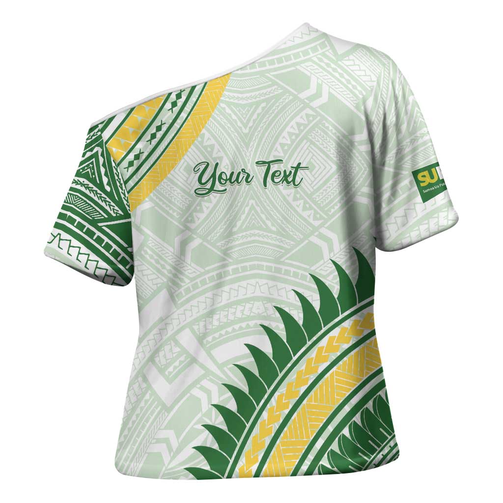 Personalised Samoa Ua Potopoto Cross Shoulder Shirt SUP Est 2025 Samoan Pattern - Polynesian Pride