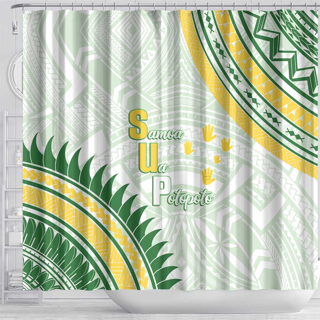 Samoa Ua Potopoto Shower Curtain SUP Est 2025 Samoan Pattern - Polynesian Pride