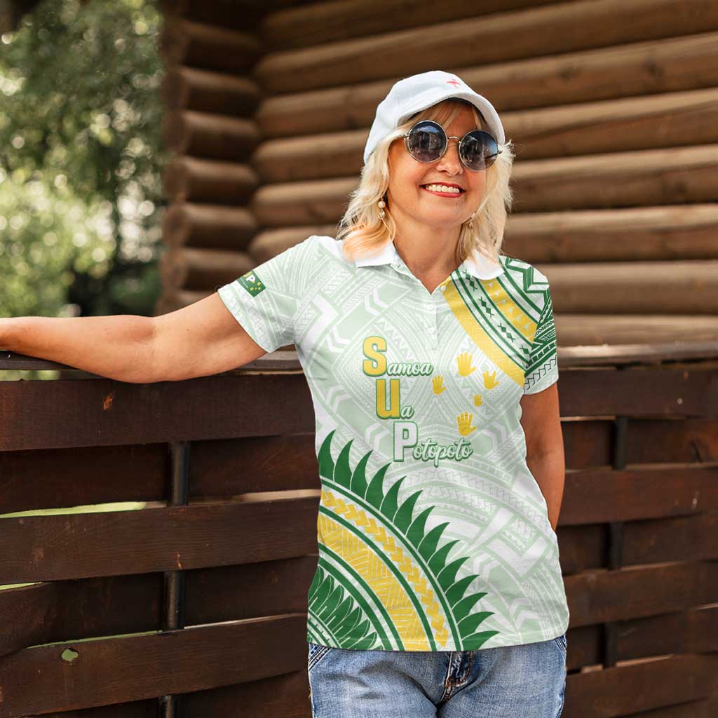 Personalised Samoa Ua Potopoto Women Polo Shirt SUP Est 2025 Samoan Pattern - Polynesian Pride