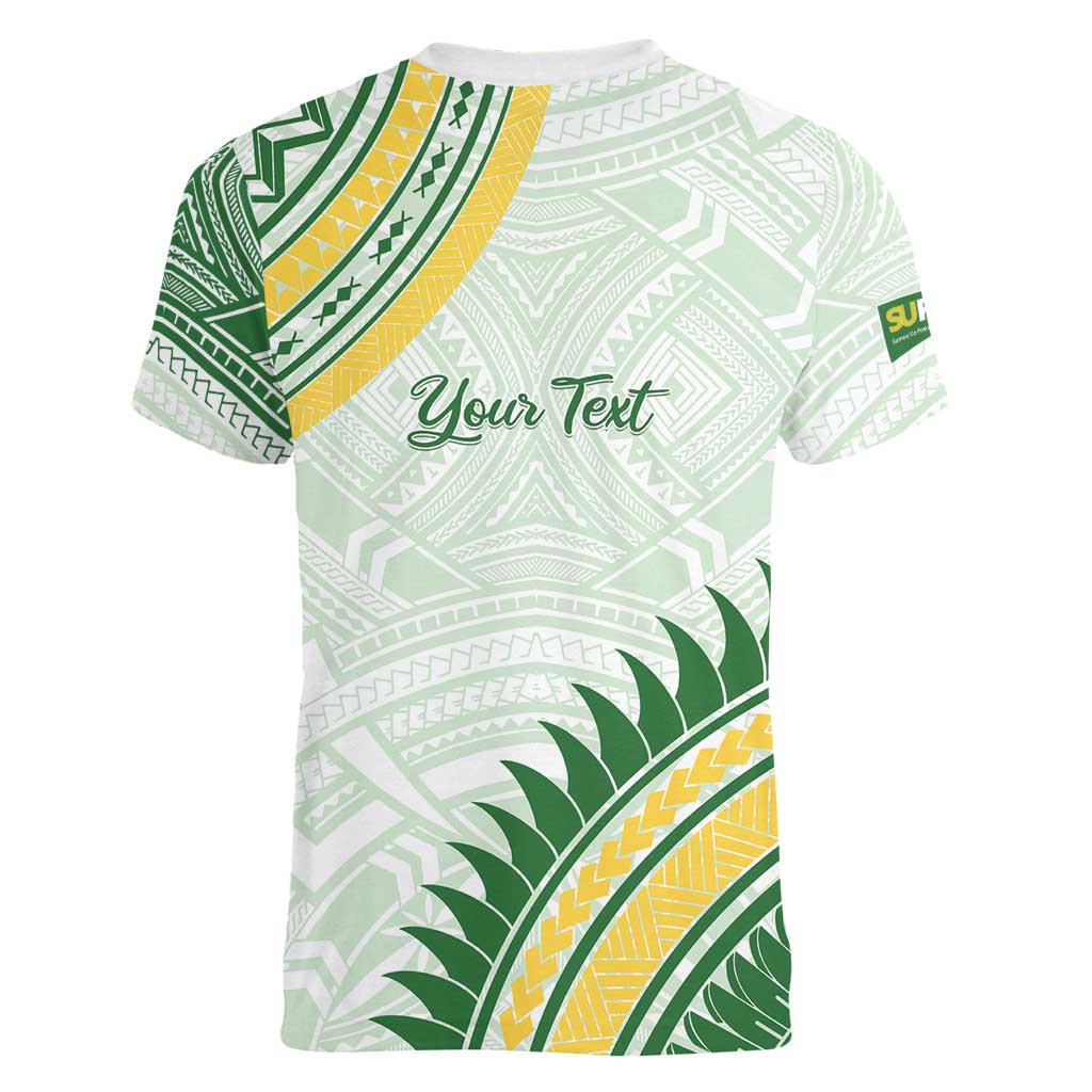 Personalised Samoa Ua Potopoto Women V-Neck T-Shirt SUP Est 2025 Samoan Pattern - Polynesian Pride