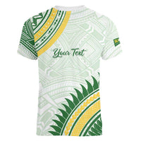 Personalised Samoa Ua Potopoto Women V-Neck T-Shirt SUP Est 2025 Samoan Pattern - Polynesian Pride