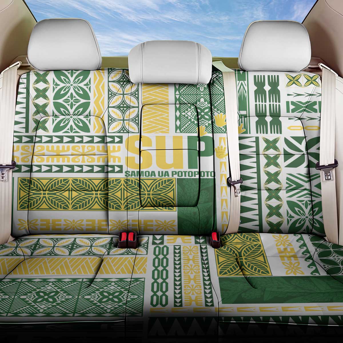 Samoa Uniting Party Back Car Seat Cover SUP Est 2025 Siapo Pattern - Polynesian Pride