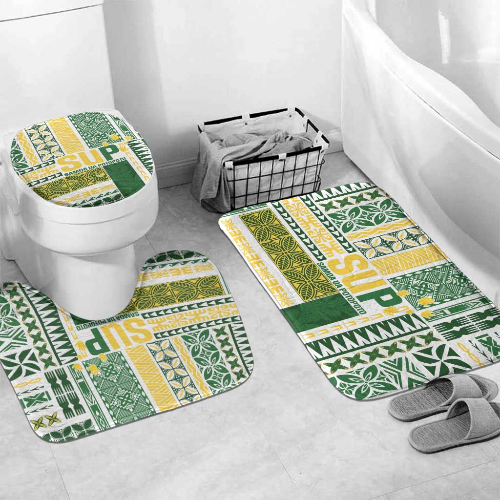 Samoa Uniting Party Bathroom Set SUP Est 2025 Siapo Pattern - Polynesian Pride