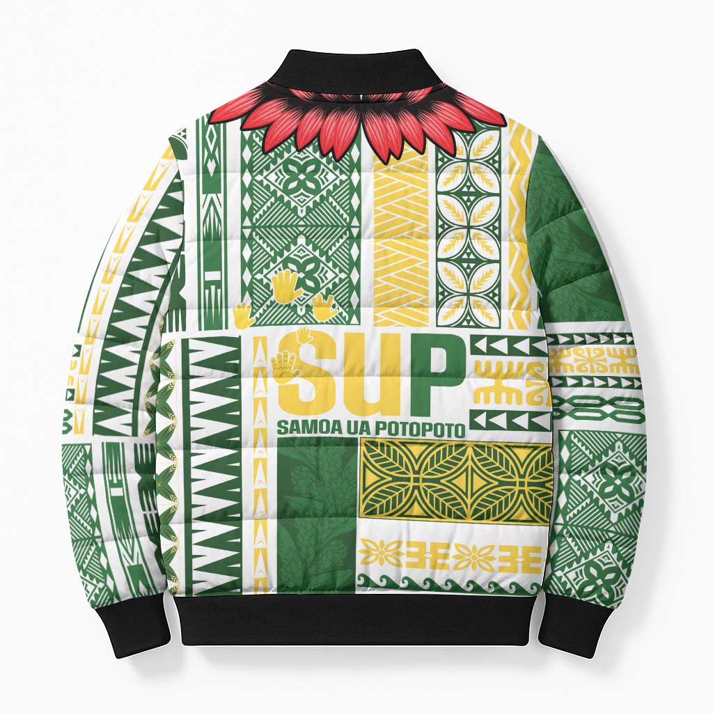 Samoa Uniting Party Bomber Puffer Jacket SUP Est 2025 Siapo Pattern - Polynesian Pride