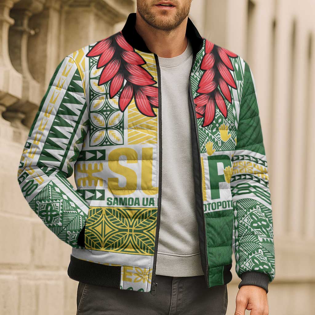 Samoa Uniting Party Bomber Puffer Jacket SUP Est 2025 Siapo Pattern - Polynesian Pride