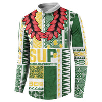 Samoa Uniting Party Button Sweatshirt SUP Est 2025 Siapo Pattern - Polynesian Pride