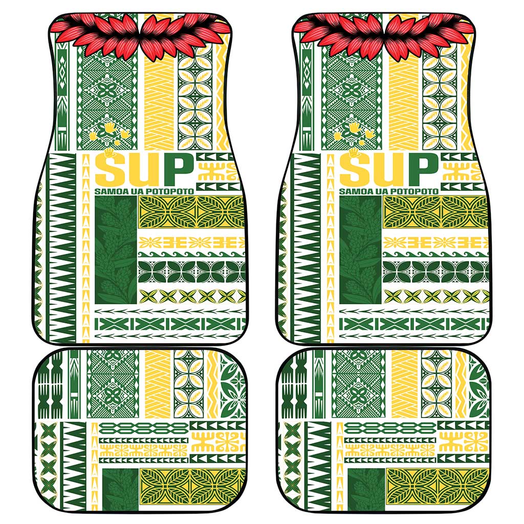 Samoa Uniting Party Car Mats SUP Est 2025 Siapo Pattern - Polynesian Pride