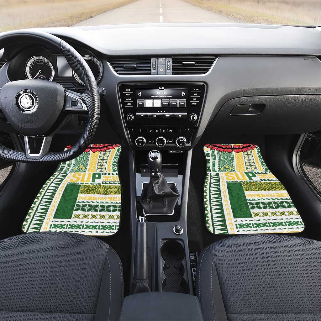 Samoa Uniting Party Car Mats SUP Est 2025 Siapo Pattern - Polynesian Pride