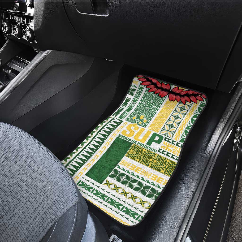 Samoa Uniting Party Car Mats SUP Est 2025 Siapo Pattern - Polynesian Pride