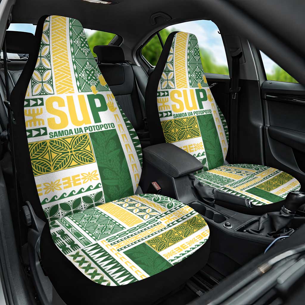 Samoa Uniting Party Car Seat Cover SUP Est 2025 Siapo Pattern - Polynesian Pride
