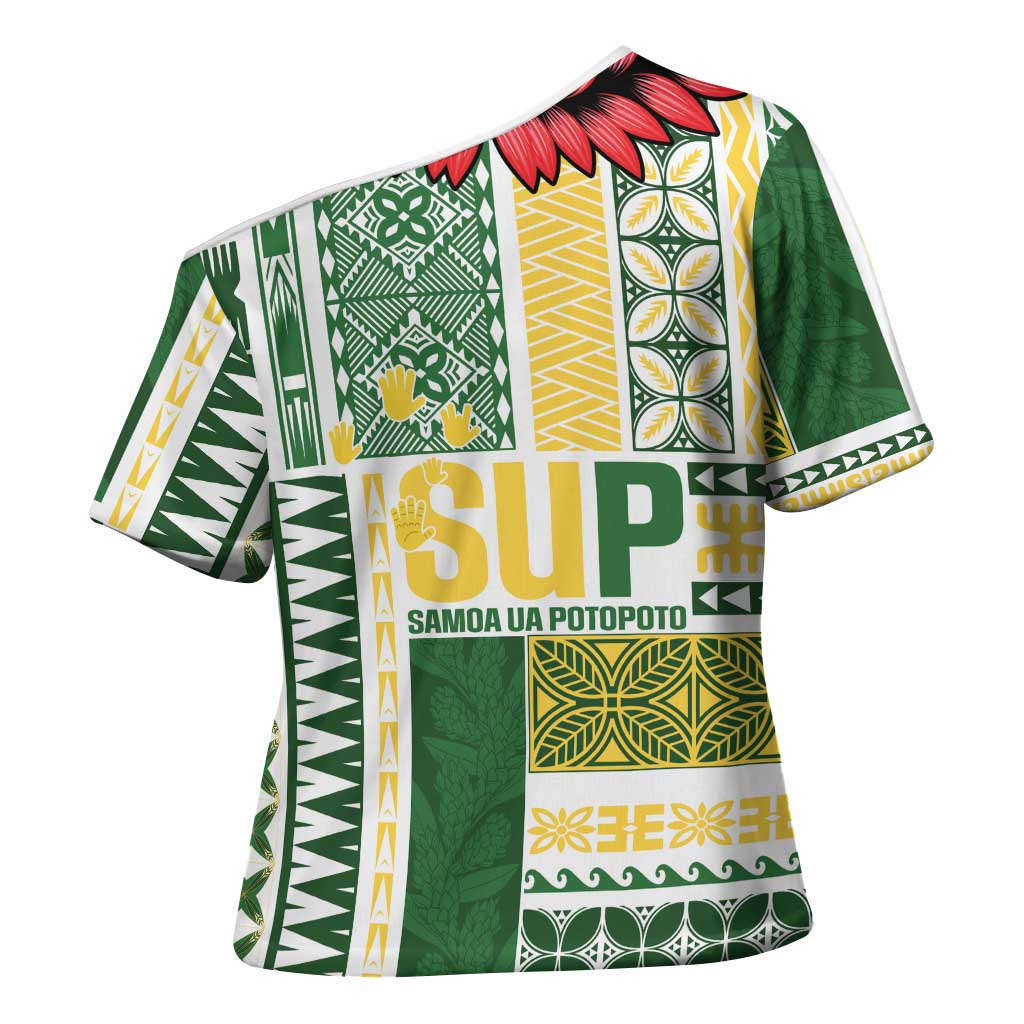 Samoa Uniting Party Cross Shoulder Shirt SUP Est 2025 Siapo Pattern - Polynesian Pride