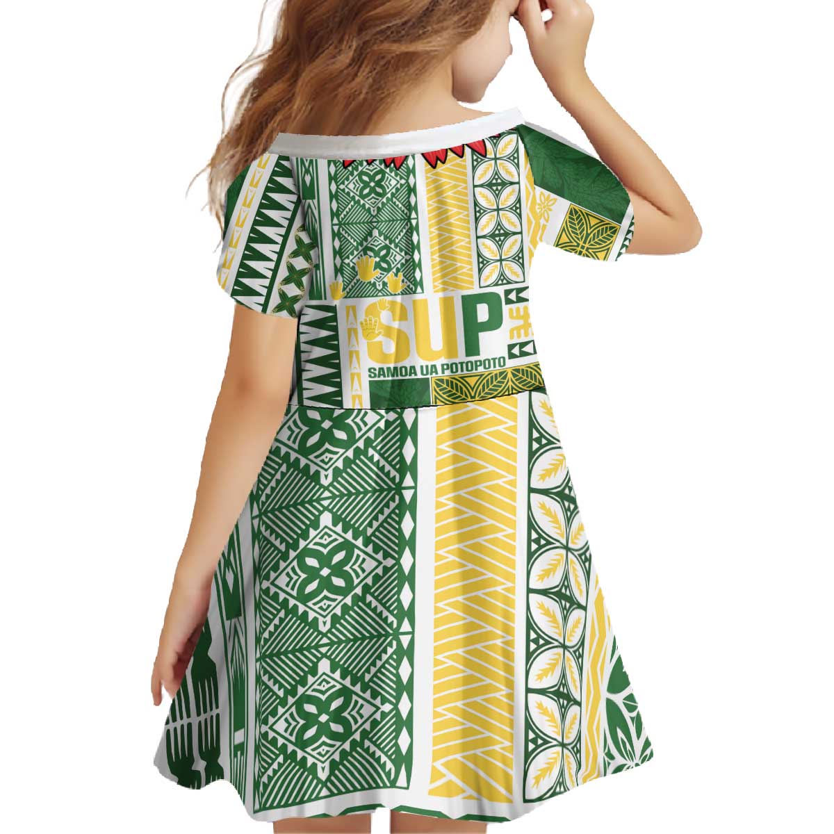 Samoa Uniting Party Family Matching Off The Shoulder Long Sleeve Dress and Hawaiian Shirt SUP Est 2025 Siapo Pattern - Polynesian Pride