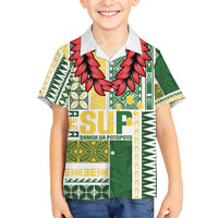 Samoa Uniting Party Family Matching Off Shoulder Short Dress and Hawaiian Shirt SUP Est 2025 Siapo Pattern - Polynesian Pride