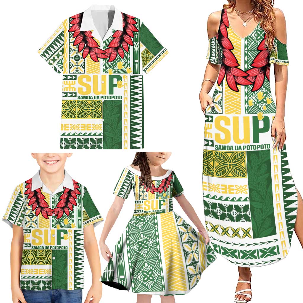 Samoa Uniting Party Family Matching Summer Maxi Dress and Hawaiian Shirt SUP Est 2025 Siapo Pattern - Polynesian Pride