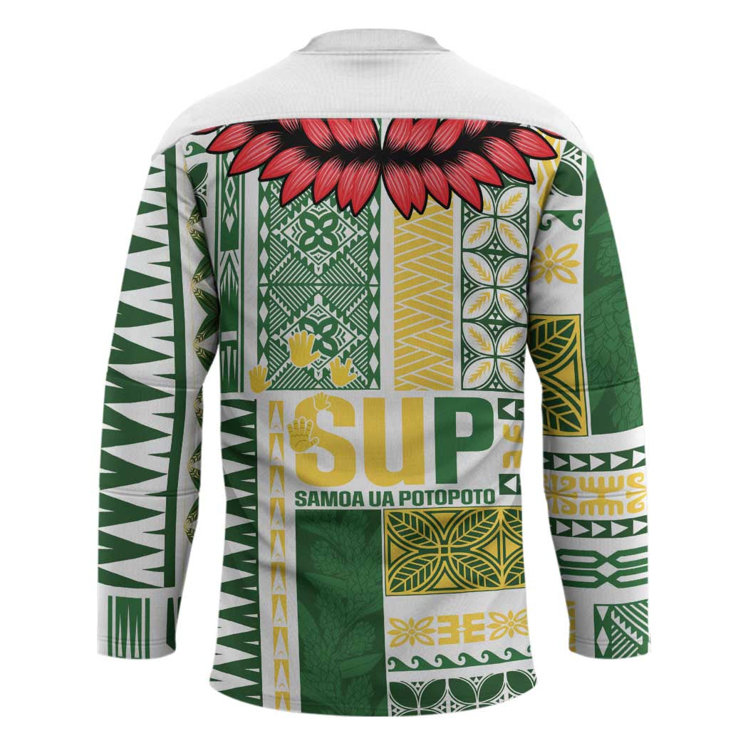 Samoa Uniting Party Hockey Jersey SUP Est 2025 Siapo Pattern - Polynesian Pride