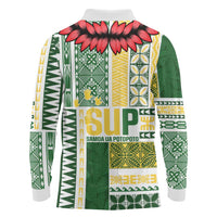 Samoa Uniting Party Long Sleeve Polo Shirt SUP Est 2025 Siapo Pattern - Polynesian Pride