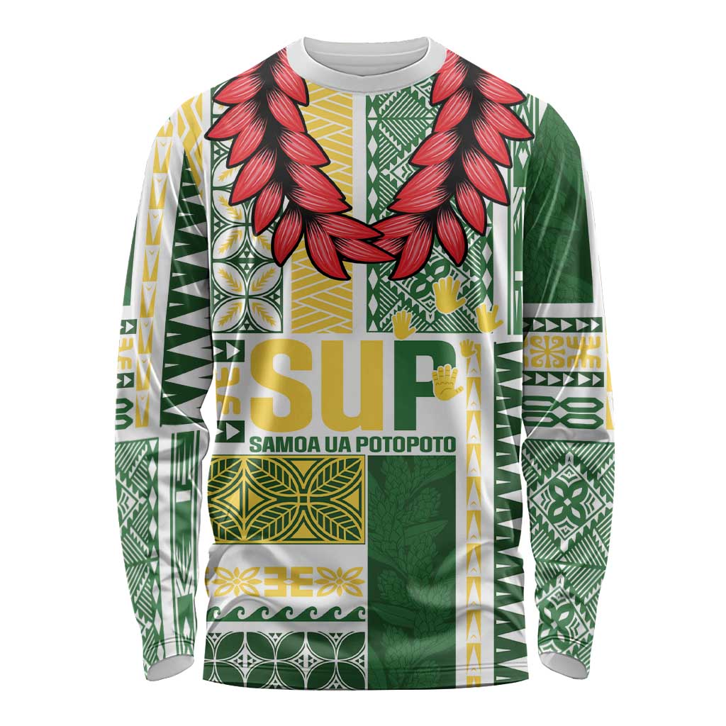Samoa Uniting Party Long Sleeve Shirt SUP Est 2025 Siapo Pattern - Polynesian Pride