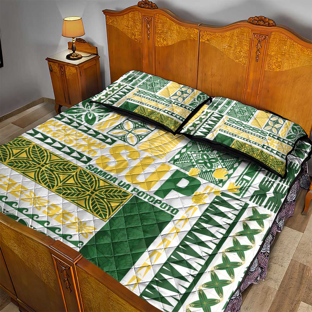 Samoa Uniting Party Quilt Bed Set SUP Est 2025 Siapo Pattern - Polynesian Pride