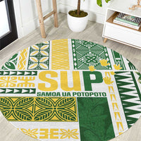 Samoa Uniting Party Round Carpet SUP Est 2025 Siapo Pattern - Polynesian Pride