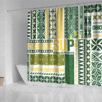 Samoa Uniting Party Shower Curtain SUP Est 2025 Siapo Pattern - Polynesian Pride
