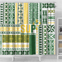 Samoa Uniting Party Shower Curtain SUP Est 2025 Siapo Pattern - Polynesian Pride