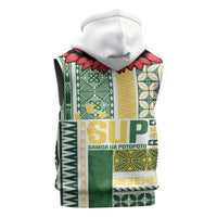 Samoa Uniting Party Sleeveless Zip Hoodie SUP Est 2025 Siapo Pattern - Polynesian Pride