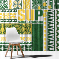 Samoa Uniting Party Window Curtain SUP Est 2025 Siapo Pattern - Polynesian Pride