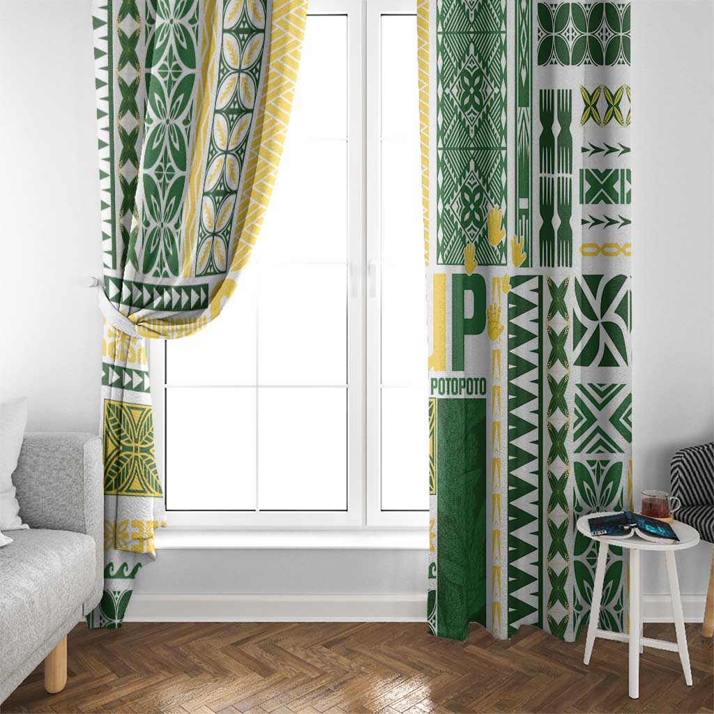 Samoa Uniting Party Window Curtain SUP Est 2025 Siapo Pattern - Polynesian Pride