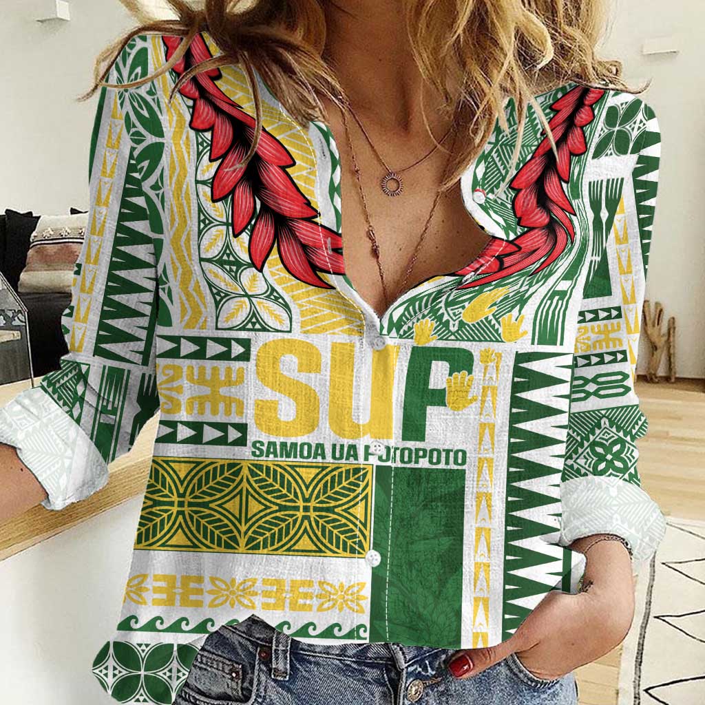 Samoa Uniting Party Women Casual Shirt SUP Est 2025 Siapo Pattern - Polynesian Pride