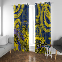 Niue Peniamina Gospel Day Window Curtain Unique Niean Hiapo LT14 With Grommets Blue - Polynesian Pride