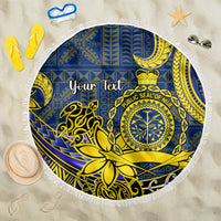 Personalised Niue Peniamina Gospel Day Beach Blanket Unique Niean Hiapo LT14 One Size 150cm Blue - Wonder Print Shop