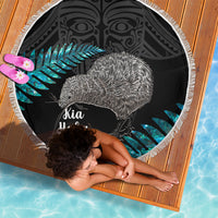 New Zealand Silver Fern Rugby Beach Blanket Pacific 2023 Kia Haka Kiwis With Maori Ta Moko LT14 - Wonder Print Shop