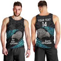 Custom New Zealand Silver Fern Rugby Men Tank Top Pacific 2023 Kia Haka Kiwis With Maori Ta Moko LT14 - Polynesian Pride