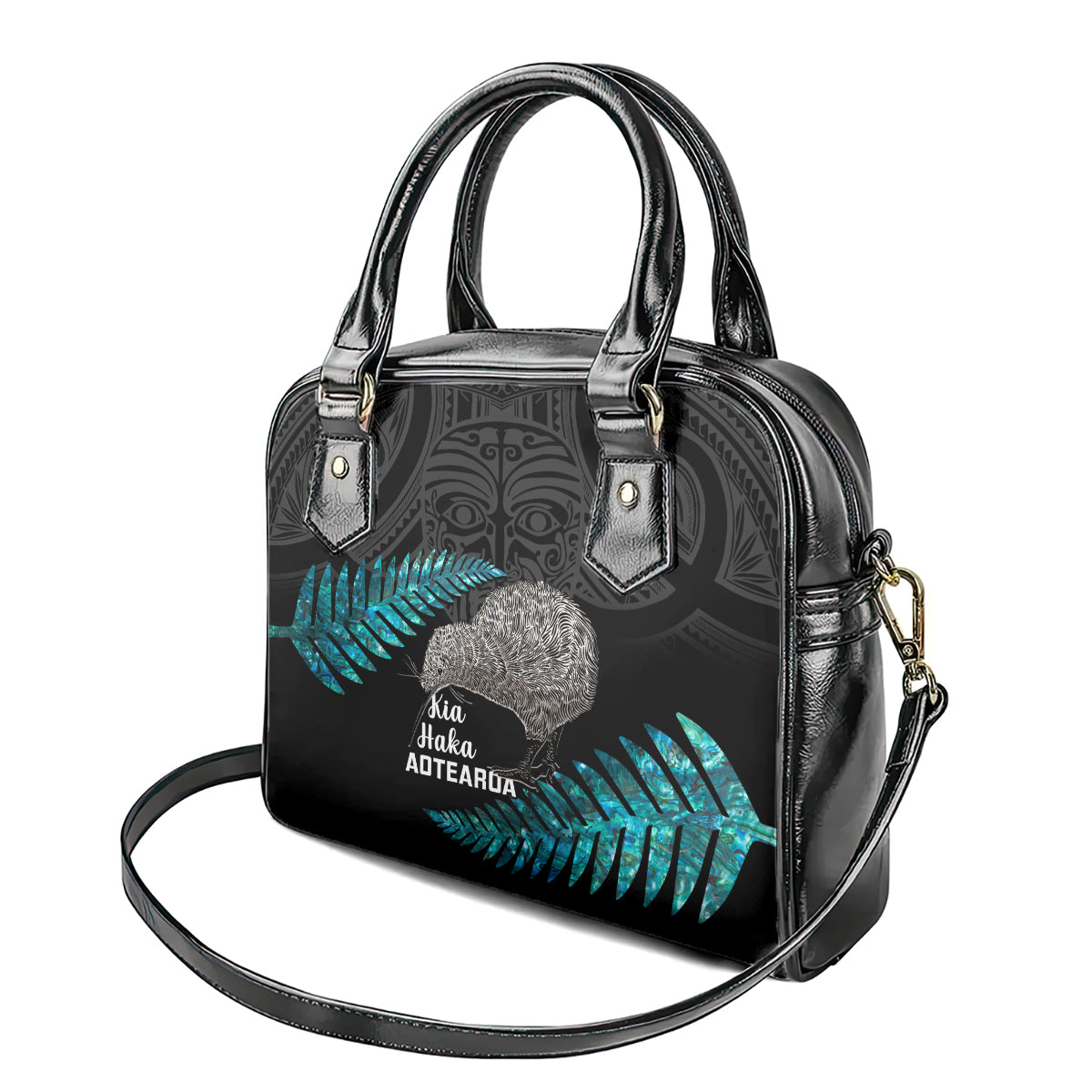 New Zealand Silver Fern Rugby Shoulder Handbag Pacific 2023 Kia Haka Kiwis With Maori Ta Moko LT14 - Polynesian Pride