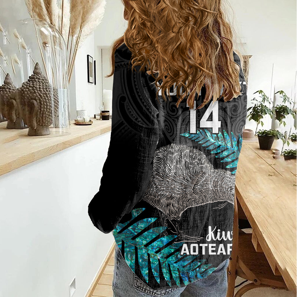 Custom New Zealand Silver Fern Rugby Women Casual Shirt Pacific 2023 Kia Haka Kiwis With Maori Ta Moko LT14 - Polynesian Pride