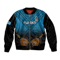 Custom Fiji Tapa Rugby Bomber Jacket Pacific 2023 Go Fijian Bati LT14 Unisex Blue - Polynesian Pride