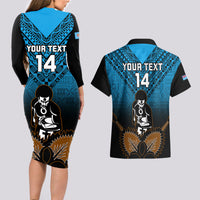 Custom Fiji Tapa Rugby Couples Matching Long Sleeve Bodycon Dress and Hawaiian Shirt Pacific 2023 Go Fijian Bati LT14 - Polynesian Pride