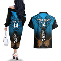 Custom Fiji Tapa Rugby Couples Matching Off The Shoulder Long Sleeve Dress and Hawaiian Shirt Pacific 2023 Go Fijian Bati LT14 - Polynesian Pride